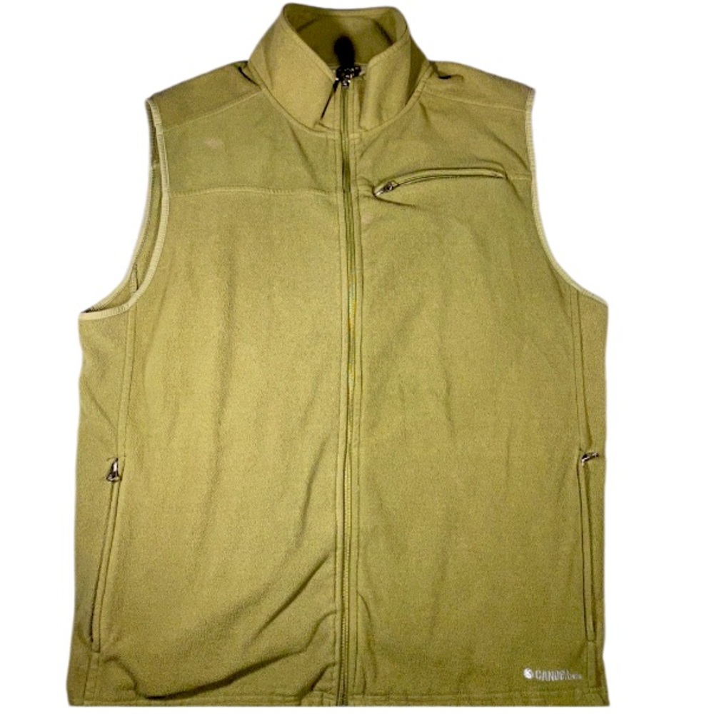 Gander Mtn Vest Men’s XL Olive Full Zip Fleece Outdoor Gorp Hiking Adjustable